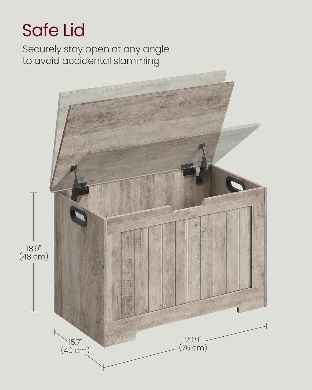 VASAGLE Storage Chest, 29.9 Inches Width Bench with 2 Safety Hinges