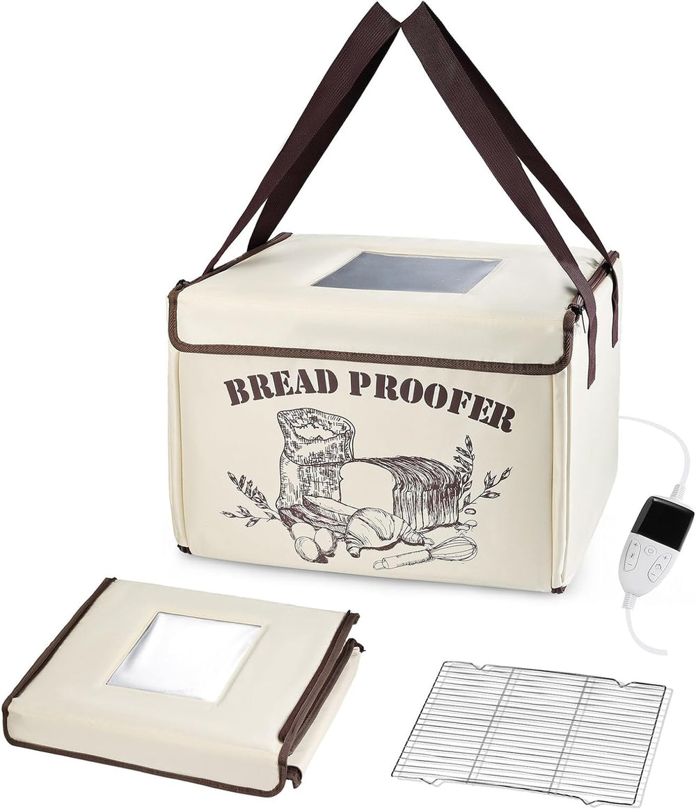Folding Fabric Bread Proofing Box, Adjustable Dough Proofer with Metal Rack
