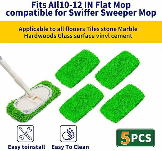 5 Pack Wet Mop Pads Refills for Swiffer Sweeper Mop Microfiber Reusable - Image 2