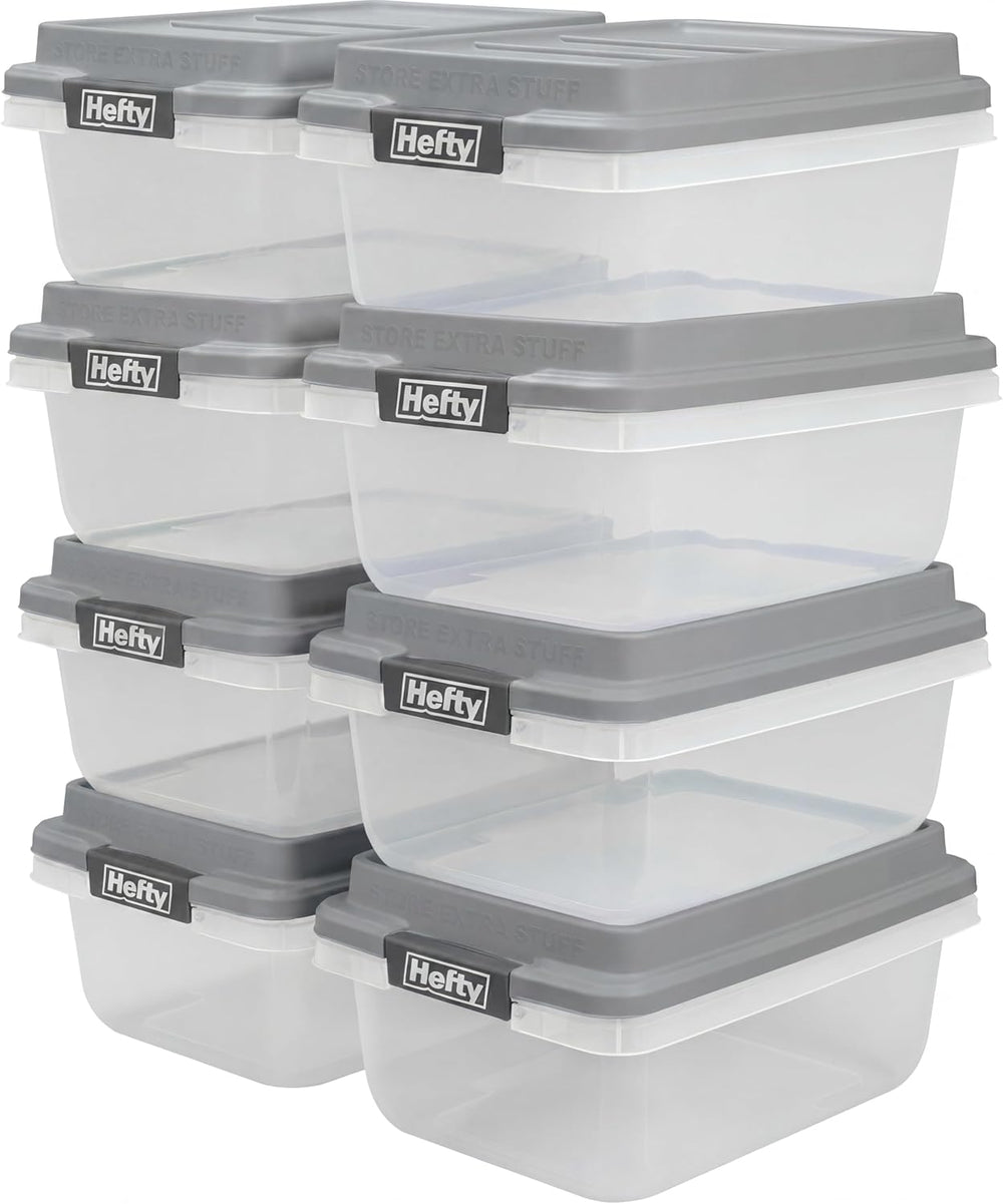 Hefty 18 Qt Hi-Rise Storage Bin with Lid, Stackable Plastic Storage Container...