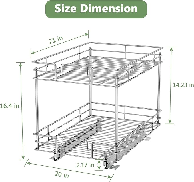 ROOMTEC Pull Out Cabinet Organizer 20" W x 21" D, Kitchen Cabinet Organizer and - Image 6