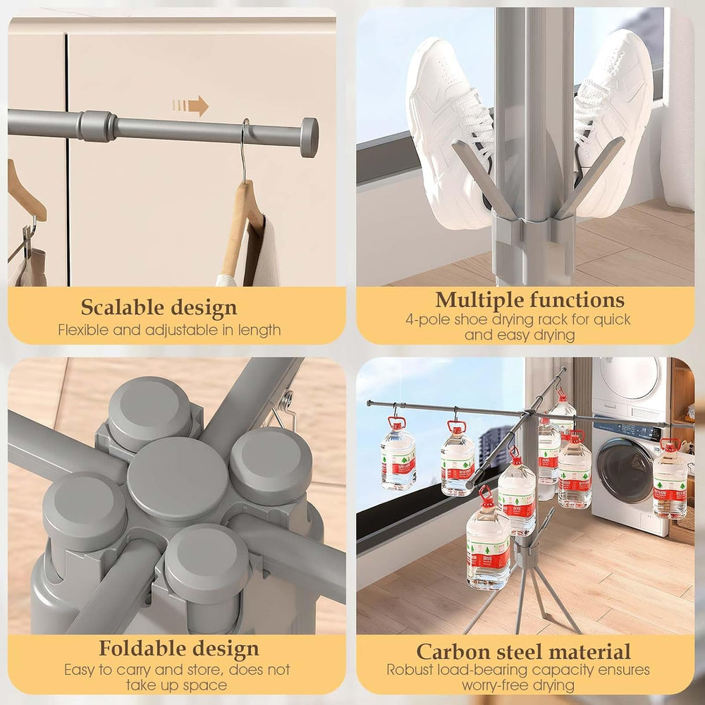 cjc Foldable Clothes Drying Rack, Extra Stable Heavy Duty Laundry Standing Dr...