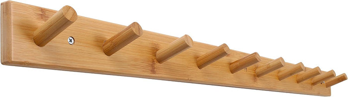 SKOLOO Wall Mounted Coat Rack 38", 10 Hooks, Bamboo, Shaker Style, Natural