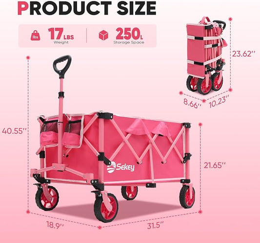 Sekey Pink Collapsible Foldable Wagon - Image 2