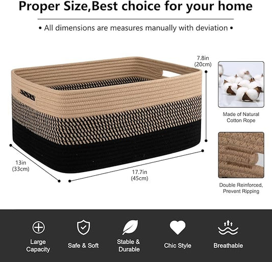 Large Storage Basket for Organizing, Woven Rope Basket for Shelves, Closet - Image 2
