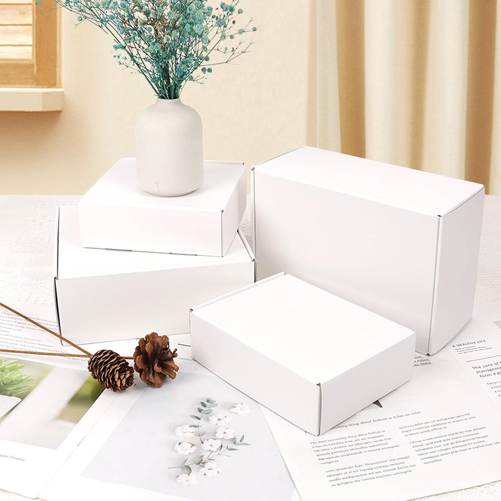 White Shipping Boxes Medium 10x8x2 Inches, 40 Pack Corrugated Cardboard Maile...