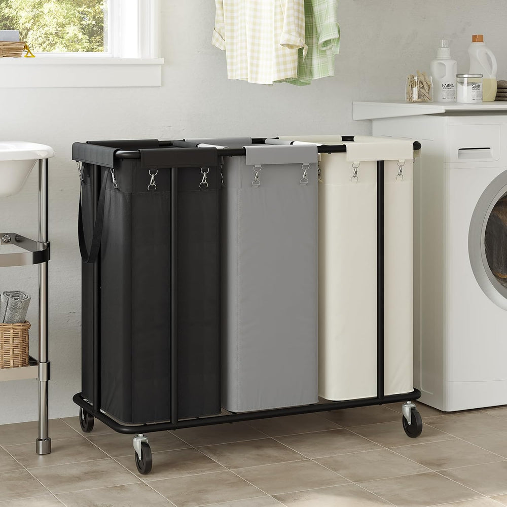 WOWLIVE Laundry Hamper 3 Section, 260L Rolling Laundry Basket with Wheels