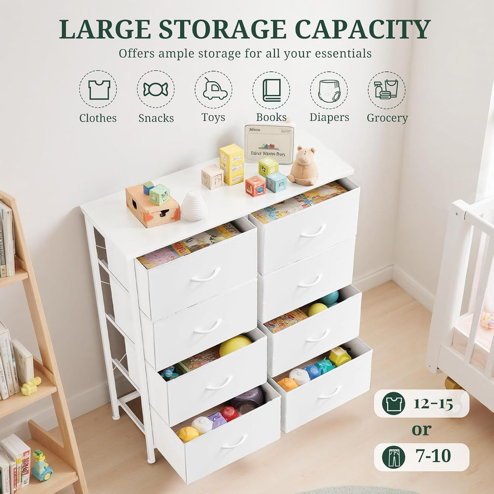 8-Drawer Dresser for Bedroom, Anti-Tip Tall Storage Organizer