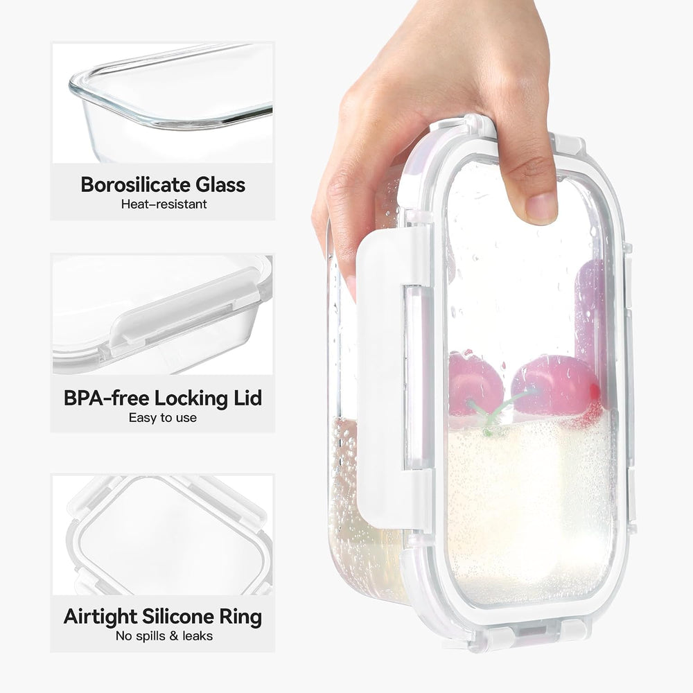BAYZZ 10 Pack 22 oz Glass Meal Prep Containers, Glass Food Storage Containers...