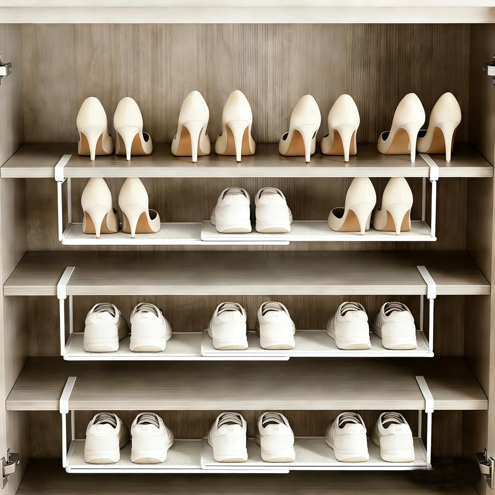 Expandable Shoe Rack Organizer , Adjustable Shoe Rack & Under Cabinet She...
