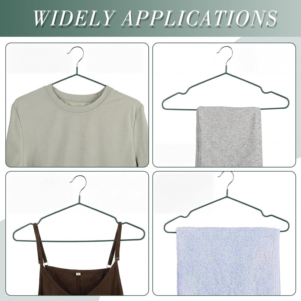 Wesiti 100 Pcs Metal Wire Non Slip Hangers for Clothes Space Saving Hanger St...