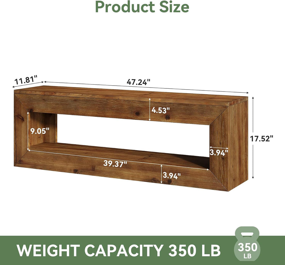 Solid Wood Entryway Bench, 47" Rustic Farmhouse Indoor Bench Seat with S...