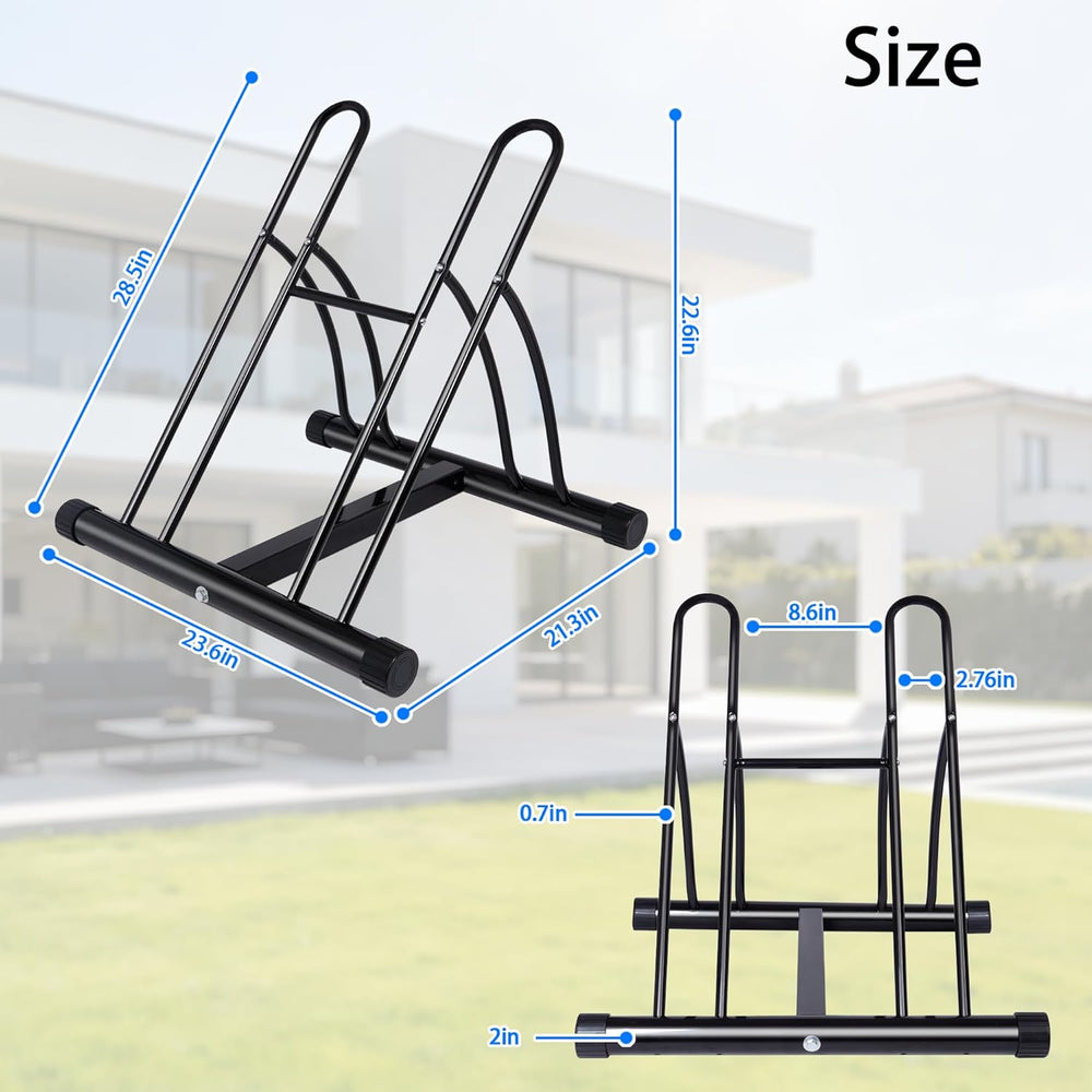 Bike Rack – Dual Bicycle Stand for Mountain, Road Bikes-Two Bike Parking Gara...