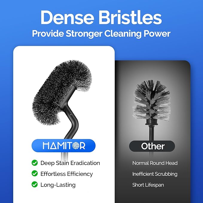 HAMITOR Toilet Brush and Holder Set: 304 Stainless Steel Heavy Duty Bowl - Image 7