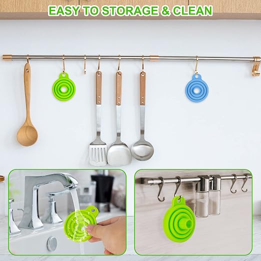 Kitchen Funnel Set 7 Pack, Collapsible Silicone Funnel - Image 2