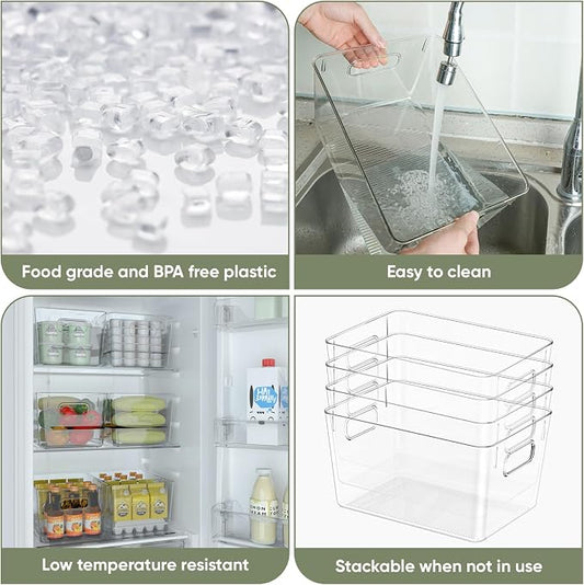 BALEINE Clear Plastic Storage Bins, Pantry Organization, BPA Free Stackable - Image 2