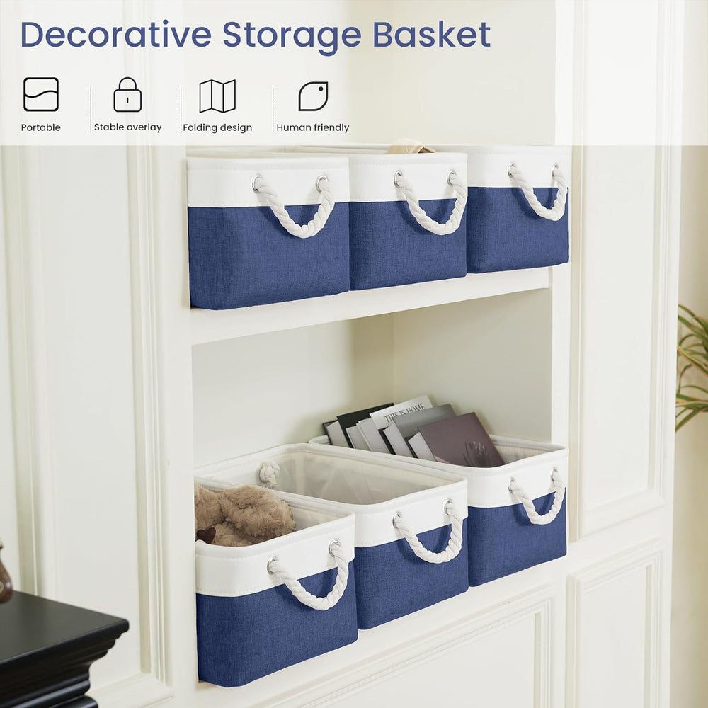 13.8x9.8x6.7 Inch Fabric Small Storage Bins with Handles 6 Pack