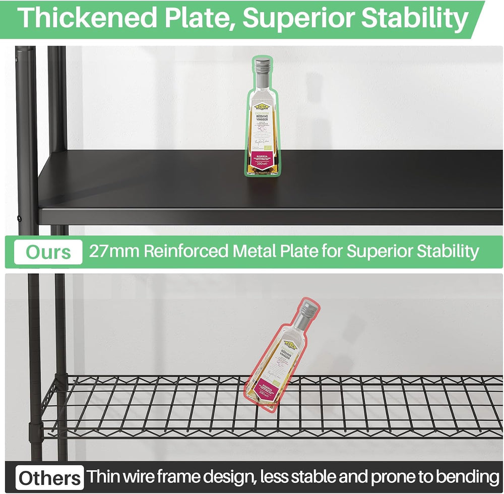 PXRACK Storage Shelves with Rolling Wheels, Adjustable 4 Tier Metal Shelving ...