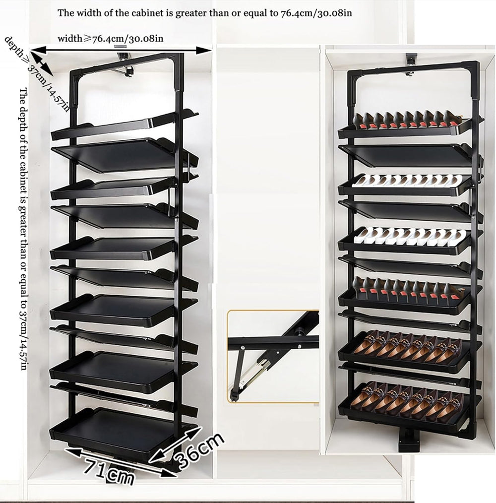 Shoe Rack 360°Rotating Pull-Out Organizer for Closet Shoe Cabinet,Adjustable ...