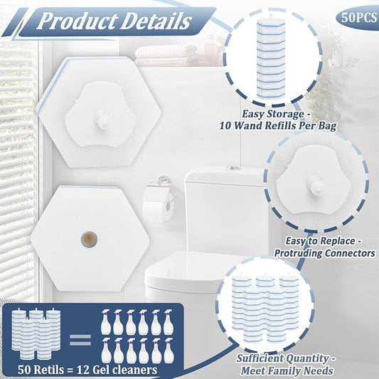 Disposable Toilet Bowl Wand Refills, Wand Replacement Head - Image 2