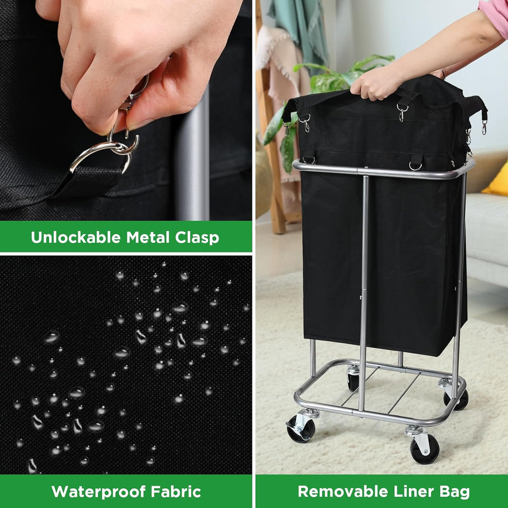 100L Rolling Laundry Hamper Basket with Wheels for Bedroom, Black