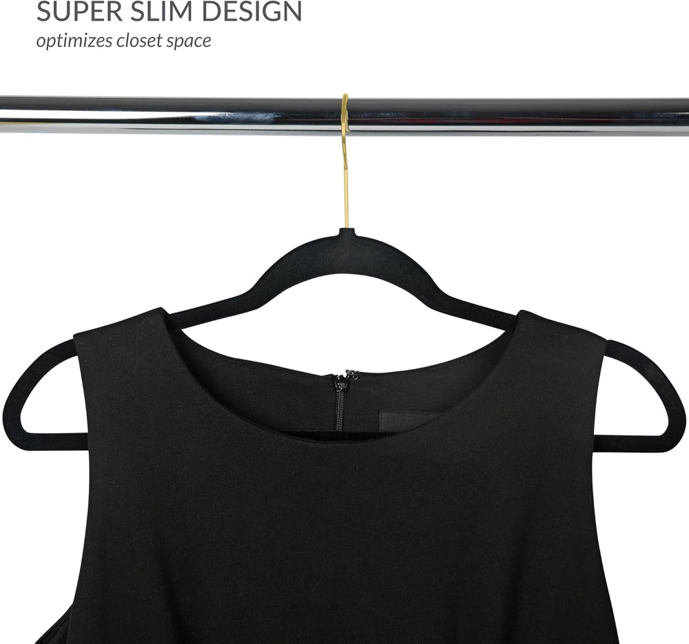 Simplify Slim Velvet Gold Hook Clothes Hangers 75 Pack | Non-Slip | Shirts | ...