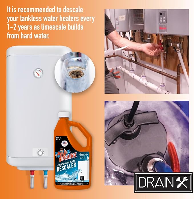DrainX Tankless Water Heater Flush Kit Includes 4 Quarts of Eco Friendly and - Image 8
