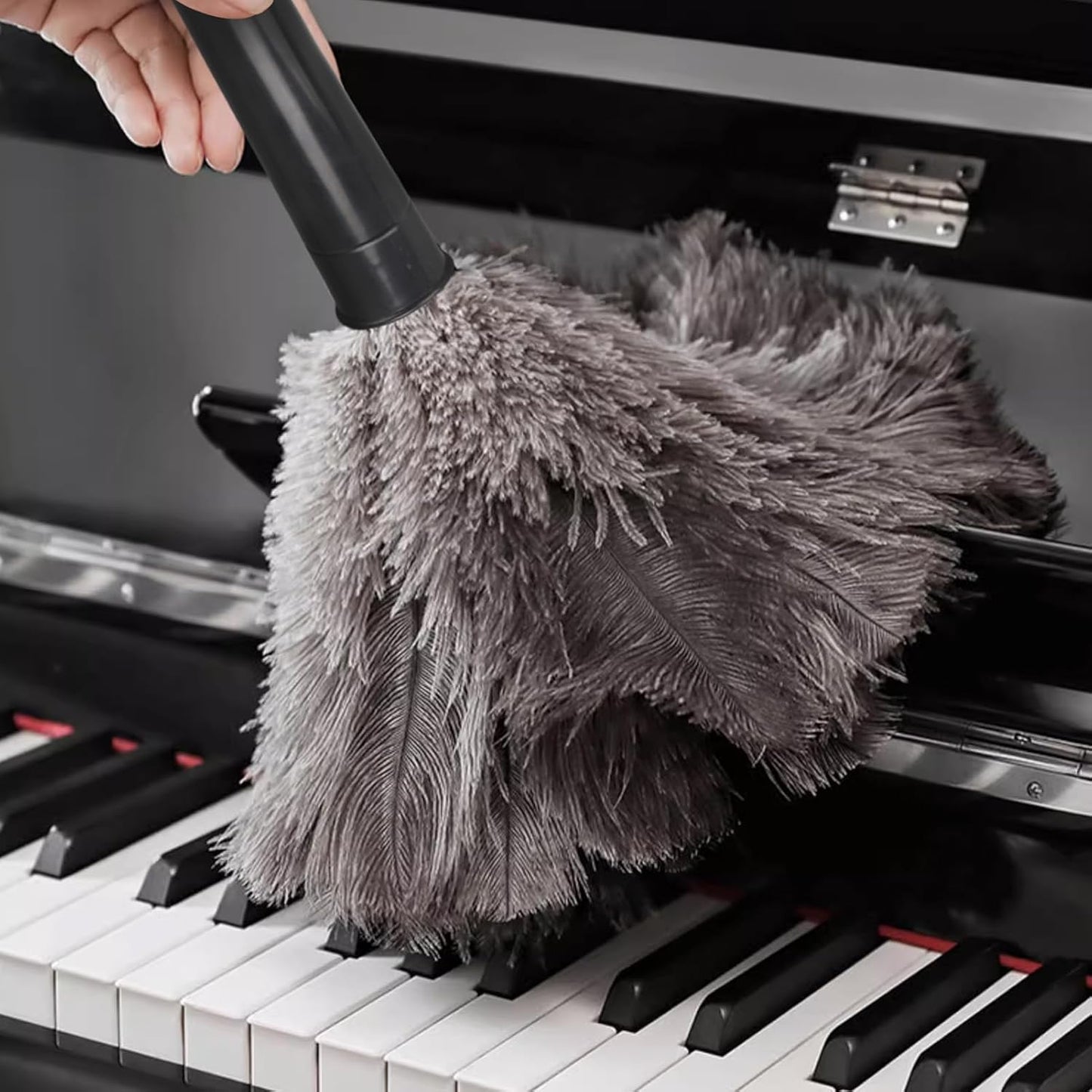 Retractable Feather Duster-Genuine Ostrich Feathers,Anti-Static,Reusable Eco-Friendly Handheld Cleaning for Keyboard,Home,Car,Office(10 to 15 Inches) 1 Pack