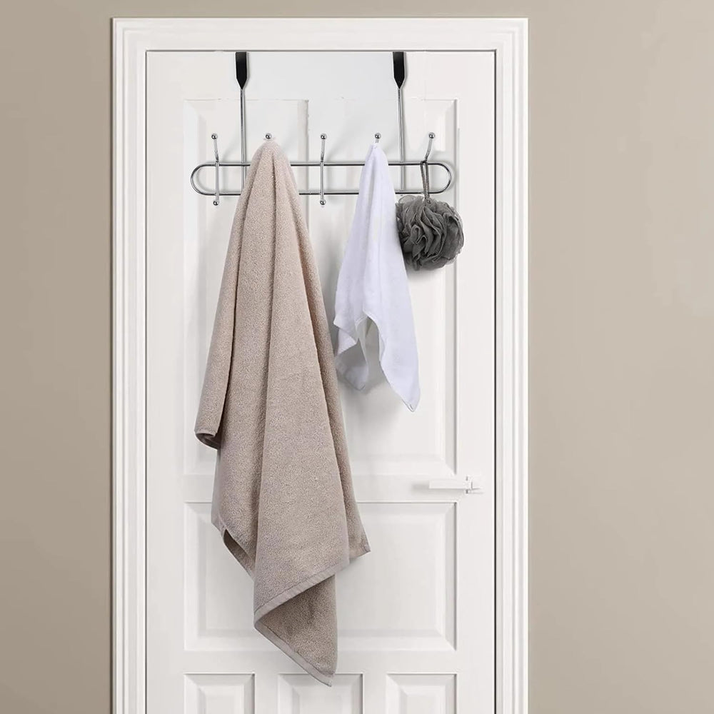 Premier Housewares 509729 10 Hook Over Door Hanger - Chrome, H25 x W41 x D14cm
