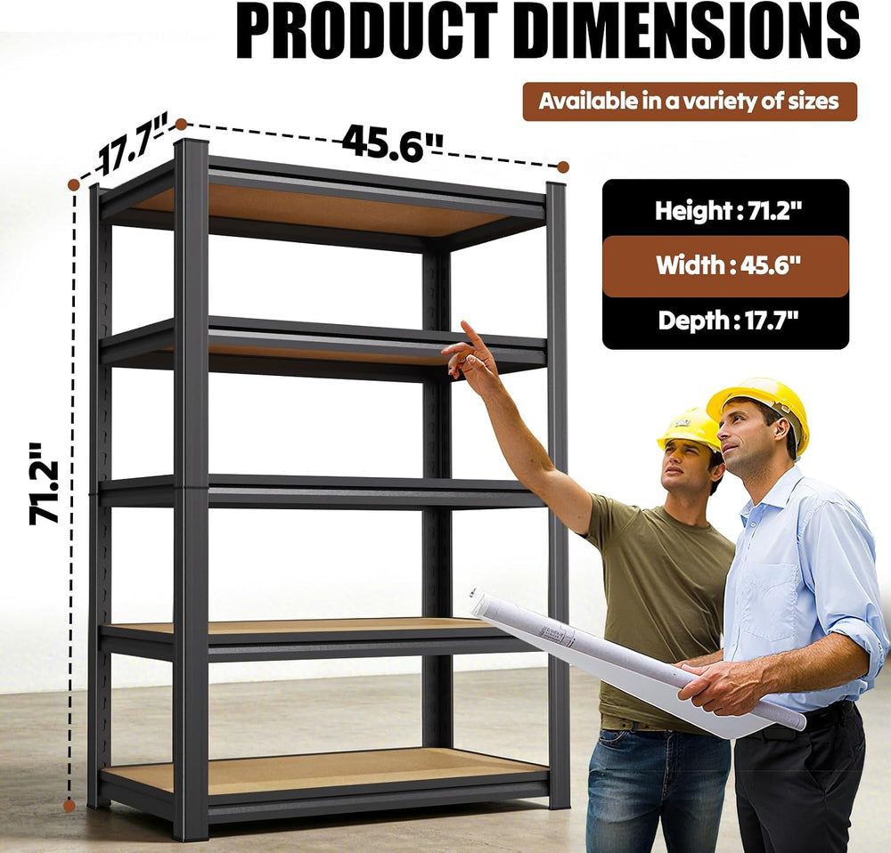3-Pack 71.2"H Storage Shelves, 5 Tier Adjustable Wood Garage Shelving, U...