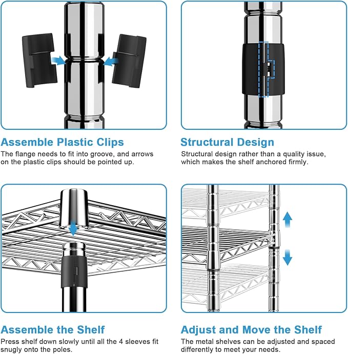 Ulif E1 Heavy Duty Closet Garment Rack, 6 Tiers Adjustable Metal Freestanding