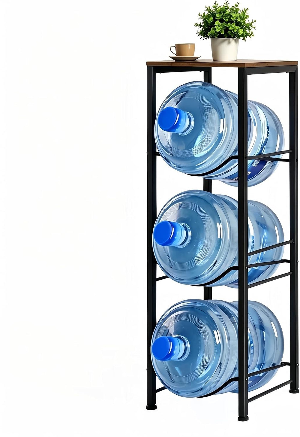 MOOACE 5 Gallon Water Jug Holder, 3 Tier Water Bottle Holder with Storage She...
