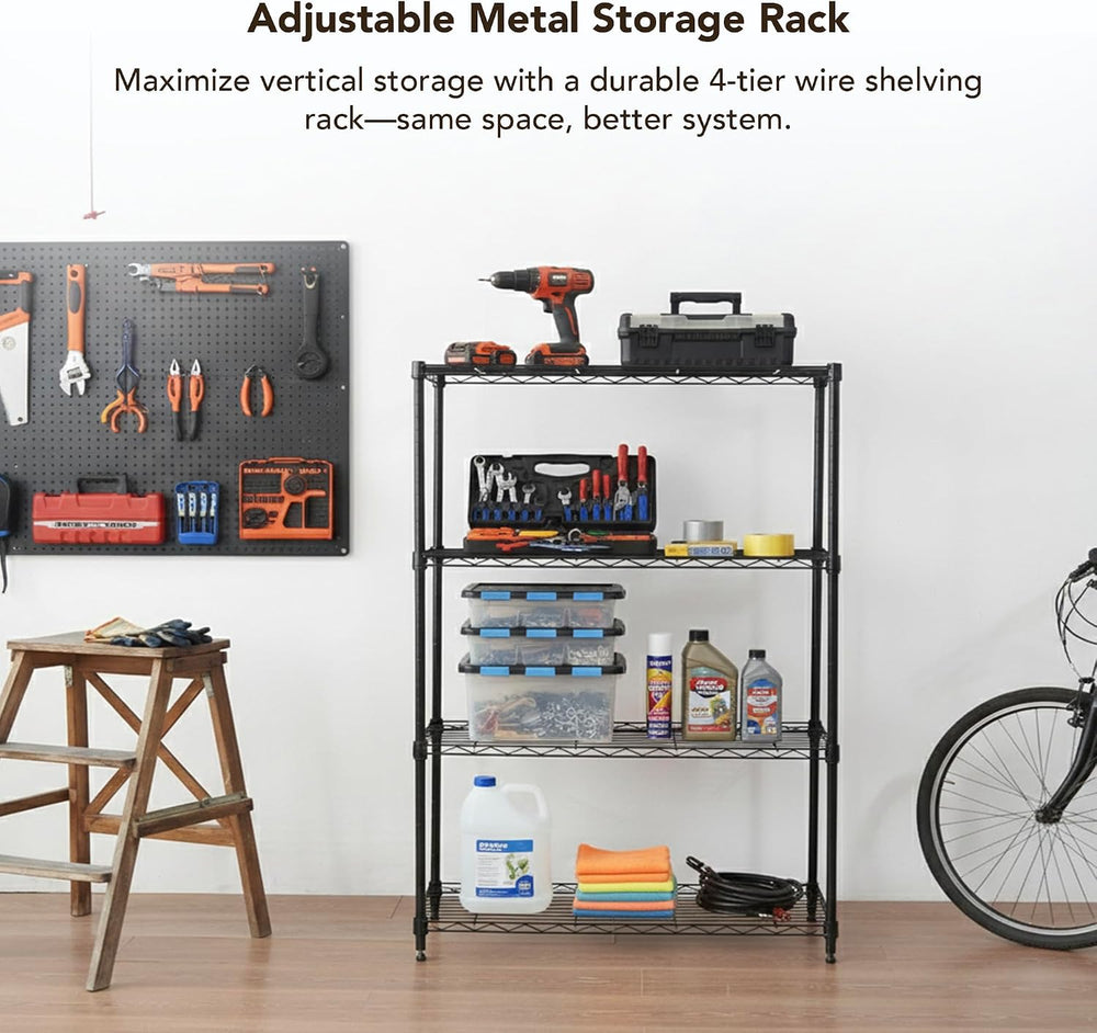 Displays By Jack 4 Tier Wire Shelving Unit Storage Rack, Metal Heavy Duty Uti...
