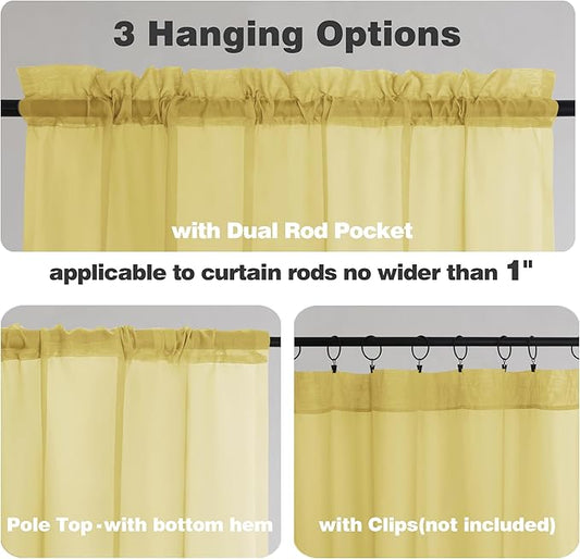 Chyhomenyc Sheer Valances for Windows 2 Pack, Small Valance for Living Room - Image 2