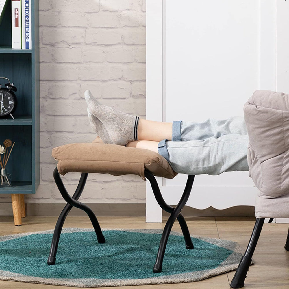 HollyHOME 15"(H) Folding Footrest Stool, Upholstered Small Foldable Otto...