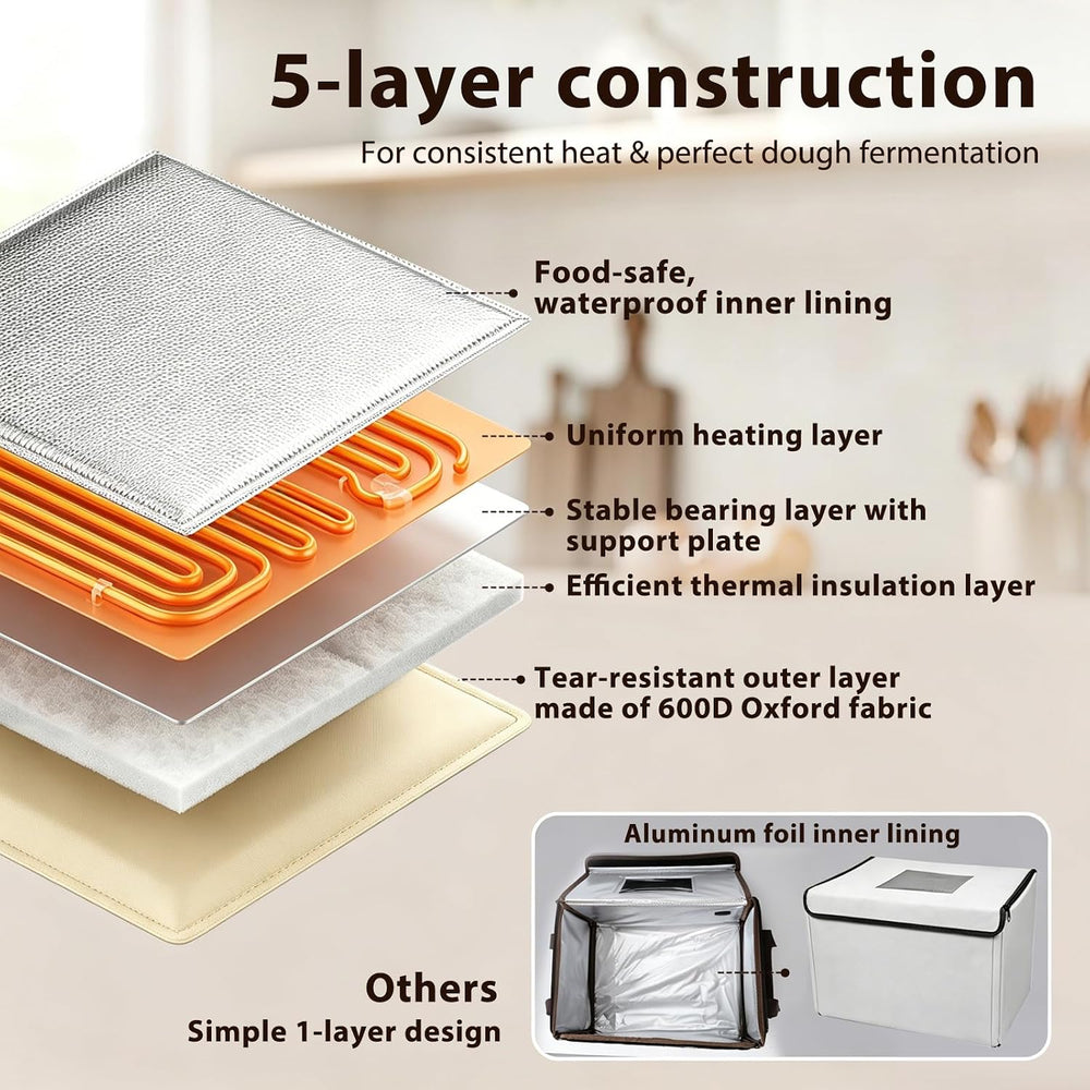 Folding Bread Proofing Box, 3-Sided Heating Dough Proofer with 50-113℉ Temp C...