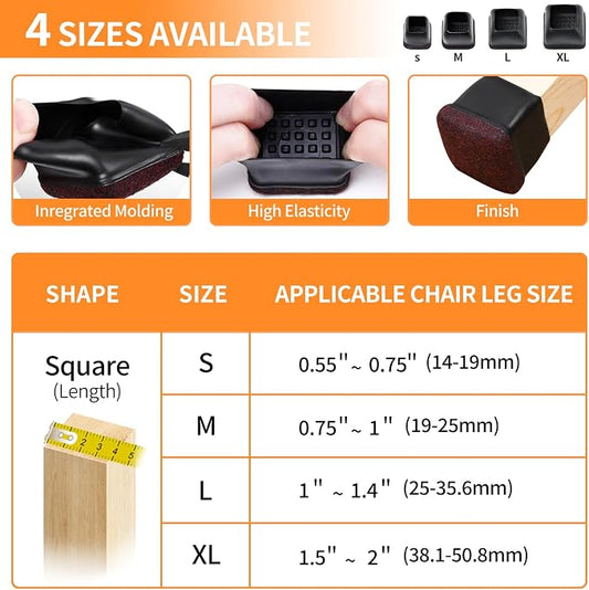 Ezprotekt 24 Pcs Square Chair Leg Floor Protectors - Image 2