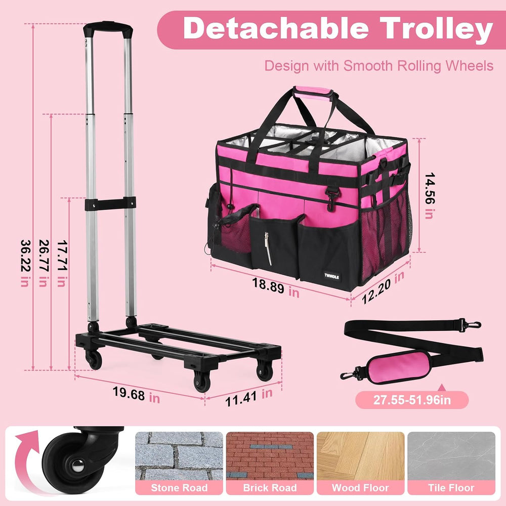 Extra-Large Rolling Cleaning Caddy with Wheels,Cleaning Caddy Bag with Detach...