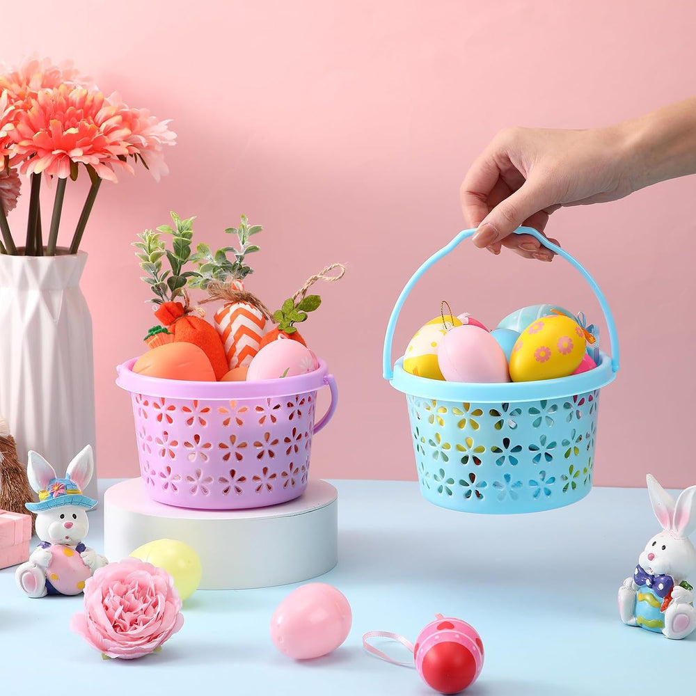 Havawish Easter Basket Bulk with Handle Small Colorful, 100 Pcs, Round