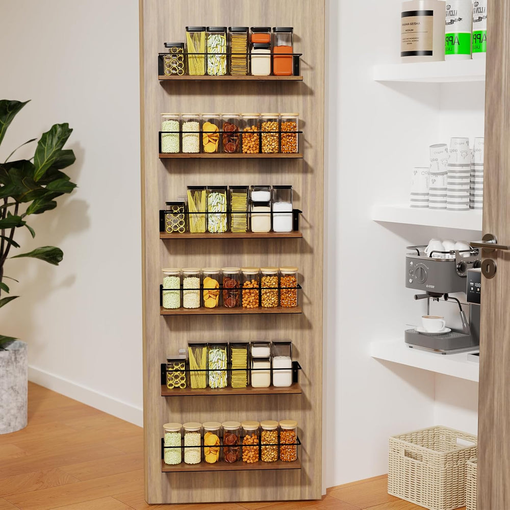 Spice Rack Self-Adhesive or drilling, Rustic Style Hanging Spice Rack, Spice ...