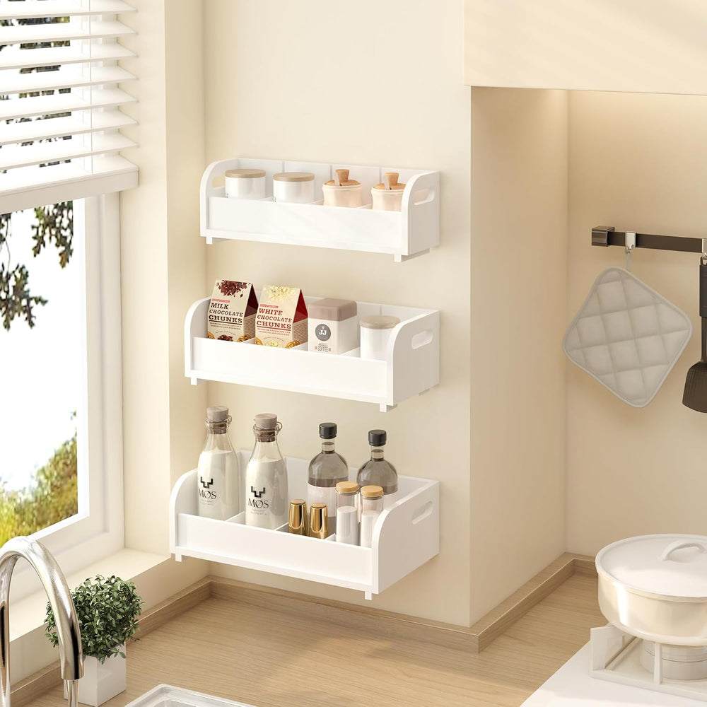 3-Tier Bamboo Tea Box Rack with Removable Dividers, Wall Mount Large Capacity...