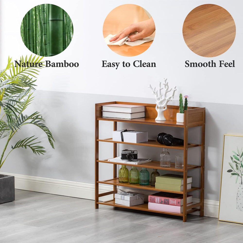 latifolia Bamboo Shoe Rack, 5-Tier Shoe Rack Organizer for Entryway, Living R...