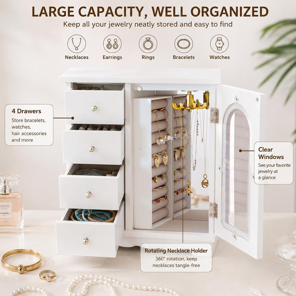 ZGZD Jewelry Box Organizer for Women, Large-Capacity Jewelry Storage Cabinet ...