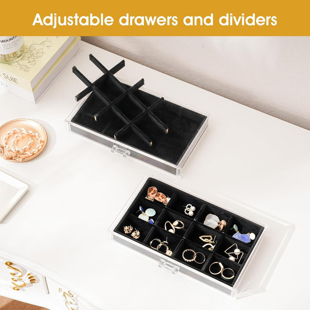 ProCase Earring Holder Organizer Jewelry Box with 10 Drawers, Black