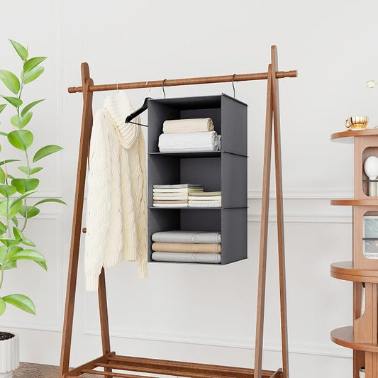 Hanging Closet Organizer and Storage 3-Shelf, Easy Mount Foldable Hanging - Image 2