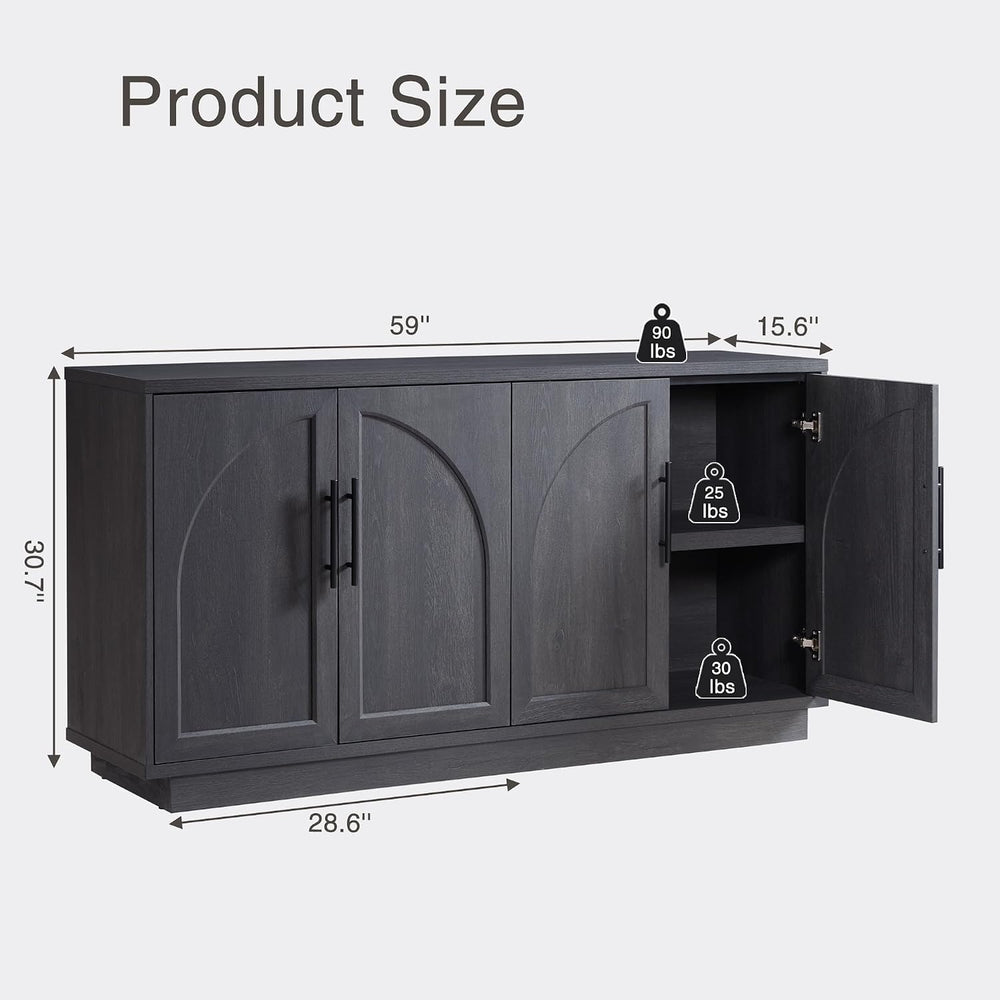 Fatmok 59" Sideboard Buffet Cabinet & TV Stand Set of 2, Modern Arch...