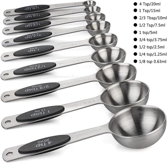 Magnetic Measuring Spoons Set of 9 Stainless Steel Stackable Measuring Spoons - Image 2