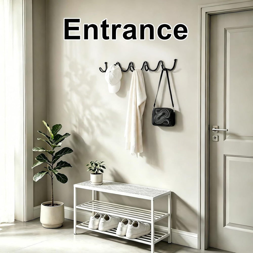 RRG Wavy Wall Mount Coat Rack,19 Inch Black Heavy Duty Wave Hook Strip
