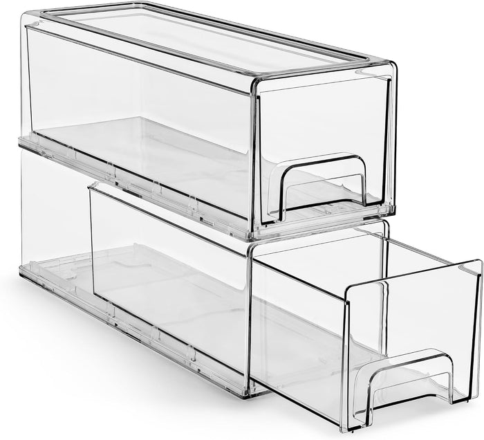 Sorbus Clear Storage Drawers for Refrigerator & Pantry (Small Wide, 2 Pack)