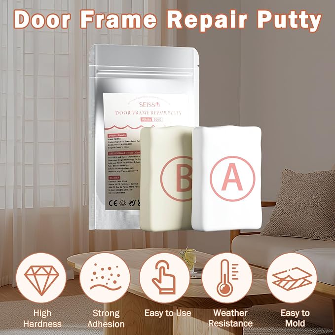 SEISSO Epoxy Putty Filler for Door Frame Repair, 200g/7.05 Oz Fast Repair AB - Image 8
